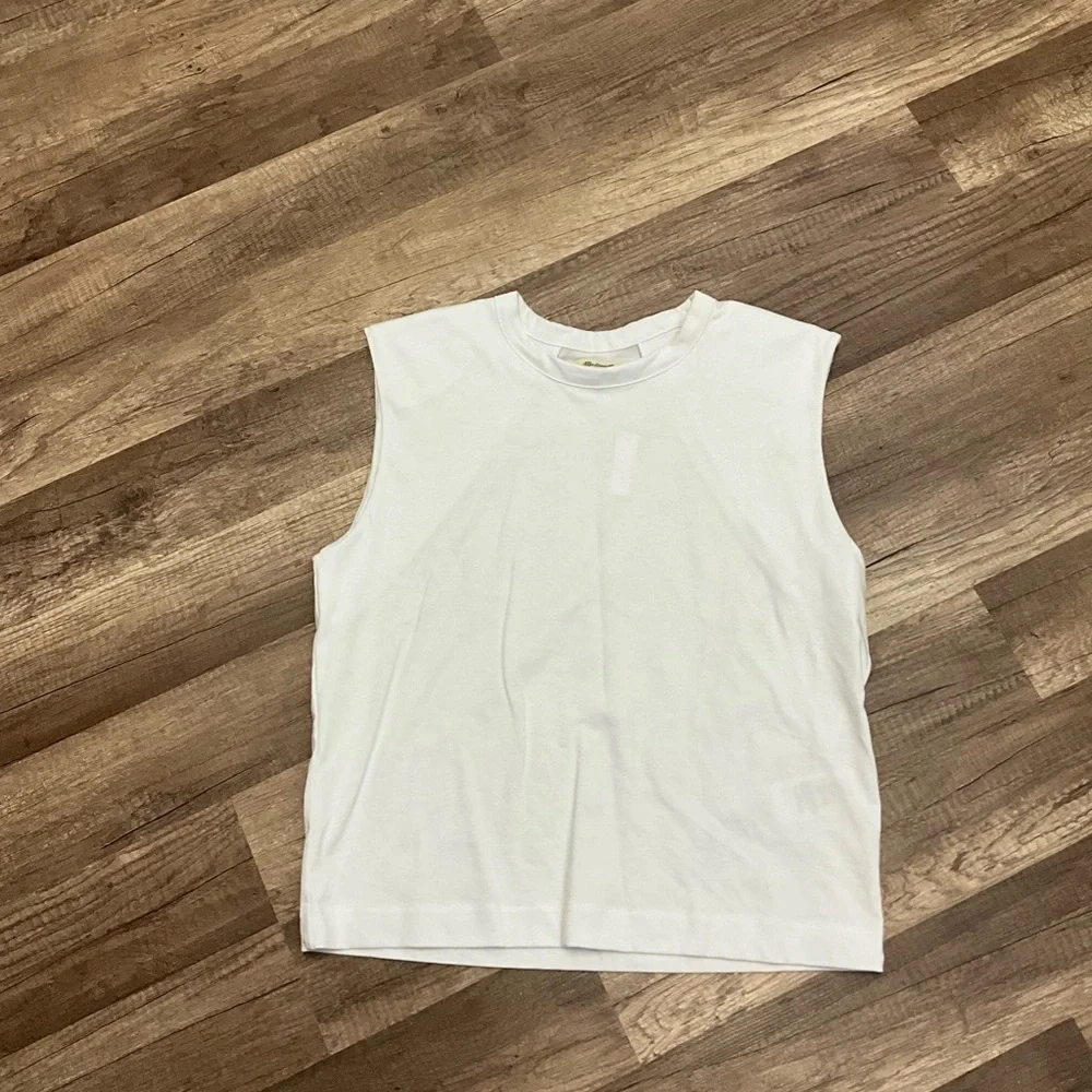 Madewell Womens Structured Muscle Tee Crewneck Padded Shoulders NR246 XS White